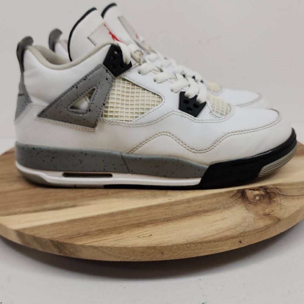 Nike Air Jordan 4 Retro "White Cement" sneakers GS Mens 7Y White Gray